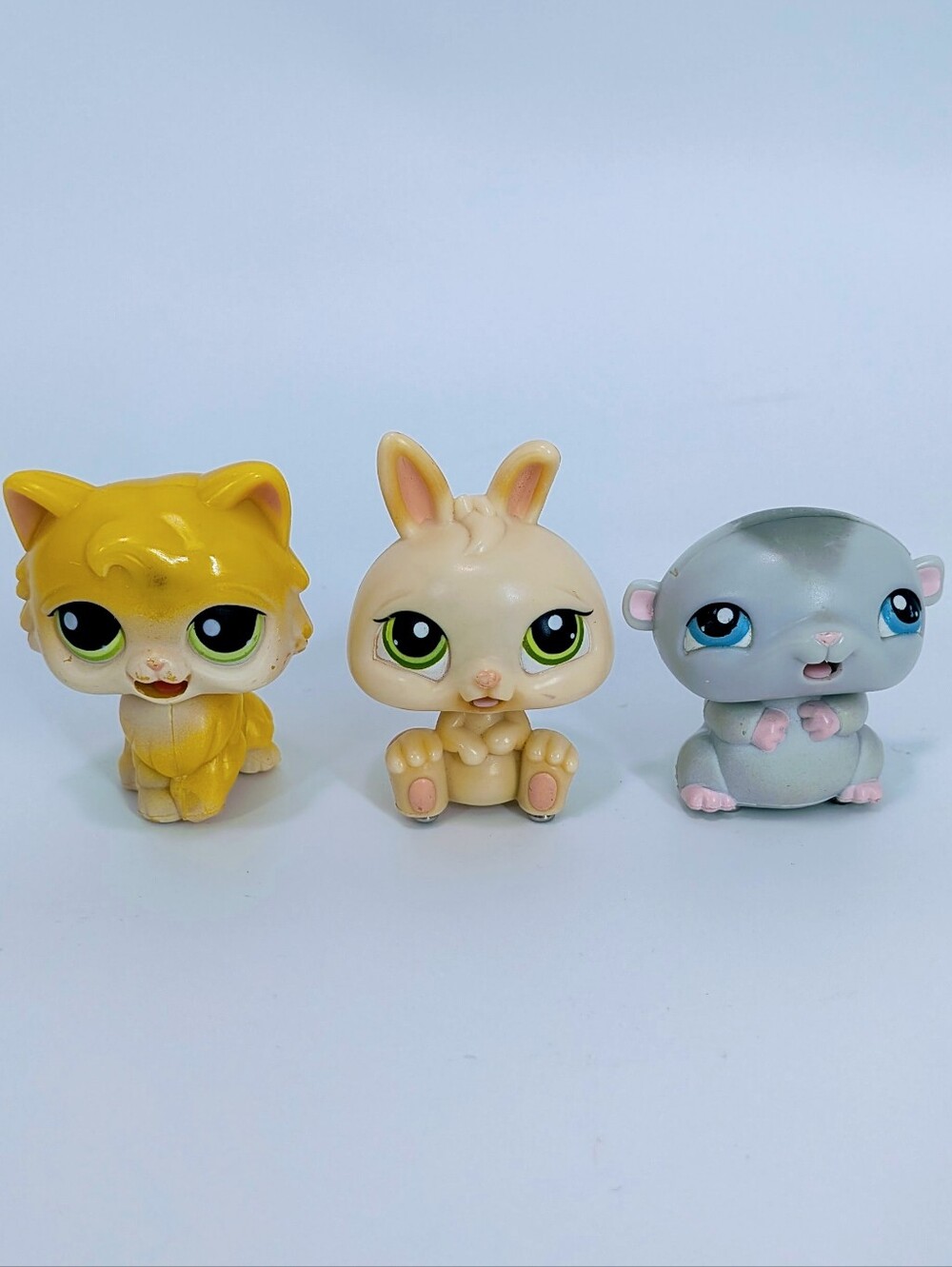 Littlest Pet Shop Magic Motion Persian Cat, Bunny, and Yum Yum Hamster Toy Lot